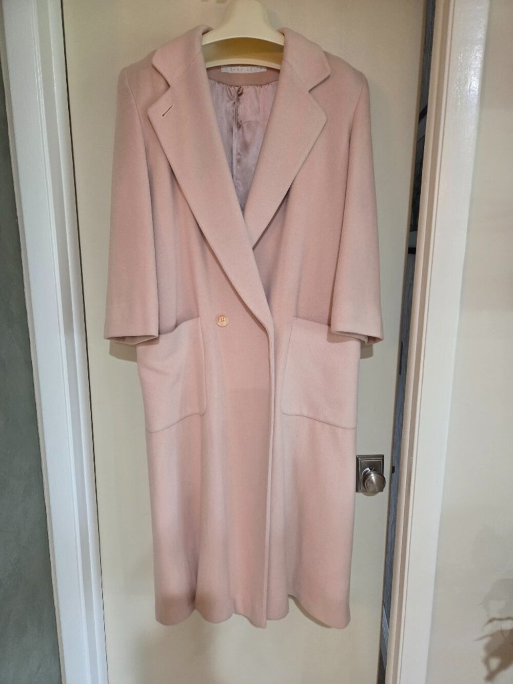 Vintage 1985 Perry Ellis Full-Length Wool Coat | Pink Double-Breasted
